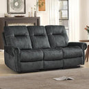 EBELLO Manual Recliner 3 Seat Sofa Couch, Soft Fabric 3 Seater Reclining Couch Chair, Vintage Rivet Mid-Century Design Furniture for Living Room, Meeting Room, Grey by CozyNest Decor