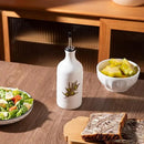 Sweejar Porcelain Olive Oil Dispenser Bottle, Opaque Oil Cruet Protects Oil to Reduce Oxidation, Suitable for Storage of Oil, Vinegar, Soy Sauce and Other Liquids, Pack of 1, 15.5 Oz (Olive Leaf) by CozyNest Decor