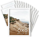 HAUS AND HUES 6x8 White Metal Picture Frames - Bulk Frames 6x8 - Features Premium Aluminum, Vertical Hanging, Easel Back for Tabletop, Home, Office (6x8 in, White, Set of 25) by CozyNest Decor