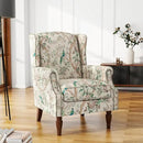 UIXE High Back Floral Accent Chair, Fabric Upholstered Armchair for Living Room, Retro Wingback Arm Chair with Solid Wood Legs, Nailhead Trim Single Sofa Bedroom Reading Seat - Bird Pattern by CozyNest Decor