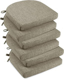 downluxe Indoor Chair Cushions for Dining Chairs, Soft and Comfortable Textured Foam Kitchen Chair Pads with Ties and Non-Slip Backing, 16" x 16" x 2", Khaki, 6 Pack by CozyNest Decor