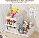 SNSLXH 5 Pack Stackable Closet Storage Basket, Multifunctional & Foldable Closet Organizer for Bathroom Kitchen Laundry Room Wardrobe Storage, Space-Saving Clothes Storage Drawer Organizer, White by CozyNest Decor
