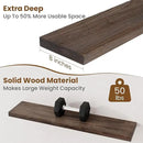 Floating Shelves for Wall Decor, 8 Inch Deep Rustic Solid Elm Wood Floating Shelves Wall Mounted, Wall Shelves with Invisible Bracket for Living Room Bathroom Bedroom Kitchen, 36 Inch Set of 2, Walnut by CozyNest Decor