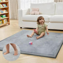 ACOMOPACK Baby Play Mat for Floor 1.3" Thick Memory Foam 50x50 Soft Velvet Playpen Mat for Kids,Infants,Toddlers,Tummy Time Crawling Mats with Non-Slip Bottom,Yoga,Tatami,Nursery Rug（Light Grey） by CozyNest Decor