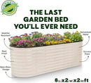 Galvanized Raised Garden Beds Outdoor // 8×2×2 ft Planter Raised Beds for Gardening, Vegetables, Flowers (White) // Large Metal Garden Box // Patented Tool-Free Design by GreenHaven Gardens