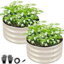 ZXZYHFTY Round Galvanized Raised Garden Bed kit,White Outdoor Garden Raised Planter Box, Round Large Metal Raised Garden Beds for Vegetable 2 * 2 * 1ft 2 Pcs by GreenHaven Gardens