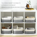 TcaFmac Small Storage Baskets for Shelf 6 Pack Canvas Storage Basket with Handles Fabric Storage Basket for Organizing Storage Bin (White and Grey, 12x8x5") by CozyNest Decor