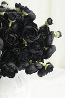 Floroom Ranunculus Artificial Flowers 18 Pcs Black Faux Silk Mini Ranunculus Bulk Fake Wedding Filler Flowers for DIY Bouquets, Centerpieces, Bridal Shower Decorations & Arrangements by CozyNest Decor
