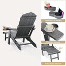 Folding Adirondack Chair Set of 4 with Adjustable Backrest, Adirondack Chair with Retractable Ottoman with 2 Cup Holders, for Pool Deck Beach Garden, Grey by GreenHaven Gardens