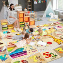 7x10 Playroom Rugs for Kids Washable, Educational and Fun Playmat with ABC Alphabet Animals Shapes Colors, Non-Slip Play Mat Learning Rug for Baby Toddler Children Game Activity，Beige, Pink by CozyNest Decor