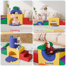 Soft Foam Climbing Blocks Set – Large 5-in-1 Soft Play Toys Crawling & Sliding Climbing Arch for Toddlers, Foam Playset for Nursery,Preschool (Classic American Color) by TinyTreasures Baby Boutique