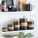 Coffee Container Jar with Lid, Ceramic Kitchen Food Storage Jars for Spice Sugar Cookie, Stackable Decorative Jars for Coffee Bar, Black & 28oz by CozyNest Decor