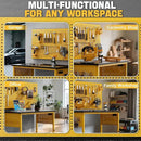 47" Heavy Duty Adjustable Workbench with Power Outlets, Pegboard & Locking Wheels - 2100LB Capacity Garage Work Table, Compatible with DeWalt Battery, Reinforced Steel Frame for Workshop & Home Use