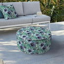 LVTXIII Indoor/Outdoor Inflatable Ottoman, D31 x H14 Inch Large Round Ottoman, All Weather Foot Rest Stool, Portable Footrest for Patio, Garden, Camping and Home - Blue Salmone Tropical by CozyNest Decor