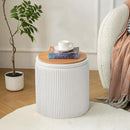 Ottoman with Storage Set of 2, Velvet Storage Ottoman, Upholstered Sponge Vanity Stool Support 300lbs, Multifunctional Coffee Table Foot Rest Ottomans for Living Room Bedroom, White by CozyNest Decor
