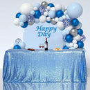 SquarePie Sequin Tablecloth 90 x 132 Inch Baby Blue Sparkly Table Linen for Wedding Party by CozyNest Decor