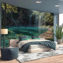 BSFHH Nature Tapestry Forest Tree Sea Cave Wall Hanging, Stream Through Rainforest Landscape Wall Art Tapestry for Bedroom Living room (Waterfall, 110" × 87", Unframed) by CozyNest Decor