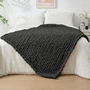 Bigacogo Chunky Knit Throw Blanket for Couch, 40x60 inches, 100% Hand Knitted with Thick Jumbo Chenille Yarn, Cozy Soft Large Rope Knot Cable Crochet Blankets for Sofa Bed Living Room, Dark Grey by CozyNest Decor