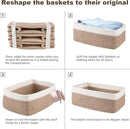 3 Pack Small Storage Baskets for Organizing, Cute Woven Decorative Gift Baskets for Shelves, Mini Closet Organizer Bins with Handles-13''Lx8.66''Wx5.11''H-Brown and White by CozyNest Decor