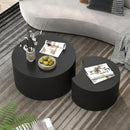 Round Coffee Table Set of 2, Modern Wooden Nesting Coffee Tables for Living Room, No Assembly Required Circle Side Table Set Accent Furniture for Bedroom, Balcony,Office, Black by CozyNest Decor
