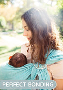 Baby Sling Carrier – Breathable 100% Cotton Wrap for Infant Support, Ring Sling Baby Carrier – Grey Turquoise Adjustable Muslin Fabric – Soft Chest Hold for Travel by TinyTreasures Baby Boutique