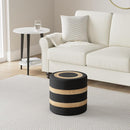 REDEARTH · Cylindrical Pouf Foot Stool Ottoman - Jute Braided Pouffe Poof Accent Sitting Footrest for The Living Room, Bedroom, Nursery, Patio, Lounge & Other Rooms (14.5”x14.5”x16”; Black Natural) by CozyNest Decor