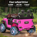 2 Seater Ride on Toy Car for Kids, 24V 4x4 Ride-on Truck Kids Electric Car w/Remote Control, 4x200W Motors - Hot Pink by TinyTreasures Baby Boutique
