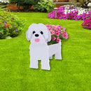 Shih Tzu White Dog Planter Plant Pots,Cute Garden Dog Flower Planter,Dog Planters Birthday Gifts for Women,Office,Indoor/Outdoor Decor（9.45 * 8.98 * 13.5in） by GreenHaven Gardens