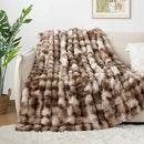 Touchat Luxury 1000GSM Faux Rabbit Fur Throw Blanket, Super Heavy Warm Cozy Brown Blankets for Couch Bed Sofa, Ruched Plush Fuzzy Elegant Soft Reversible Mink Blanket for Living Room Bedroom by CozyNest Decor