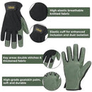 HLDD HANDLANDY Leather Gardening Gloves for Men, Utility Work Gloves for Gardening, Yardwork, Construction, Mechanics with Reinforced Palm, Green S by GreenHaven Gardens