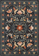 Moynesa Machine Washable 6x9 Area Rugs, Boho Bird Ultra Thin Living Room Rug Non Slip, Soft, Stain Resistant, Indoor Black Large Throw Carpet for Bedroom Office Dining Room Under Table by TinyTreasures Baby Boutique