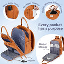 RUVALINO Diaper Bag Backpack-Multifunction Baby Travel Bag with Changing Pad, Insulated Bottle Holders & Pacifier Case, Large Capacity, Waterproof, Maple Orange by TinyTreasures Baby Boutique
