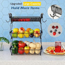 ANTOPY 3 Tier Fruit Basket with 2 Banana Hangers, Countertop Fruit Vegetable Basket Bowl for Kitchen Counter Metal Mesh Basket Fruits Stand Produce Holder Organizer for Onion Potato Bread Snack Veggie by CozyNest Decor