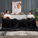 Cozy Bliss Faux Fur Throw Blanket for Couch, Fuzzy Soft Plush Thick Bubble Blanket for Sofa Bedroom Living Room, 108 * 90 Inches Black by CozyNest Decor