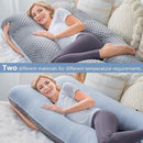 Meiz Pregnancy Pillows, Pregnancy Body Pillow, Pregnancy Pillows for Sleeping, Maternity Pillow for Pregnant Women with Cooling Jersey & Velvet Cover, Grey & Blue by TinyTreasures Baby Boutique