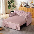 57" Velvet Pull-Out Sofa Bed, 3-in-1 Convertible Loveseat with Gold Trim Strips and Adjustable Backrest, Perfect for Living Rooms, Offices and Apartments (Pink) by CozyNest Decor