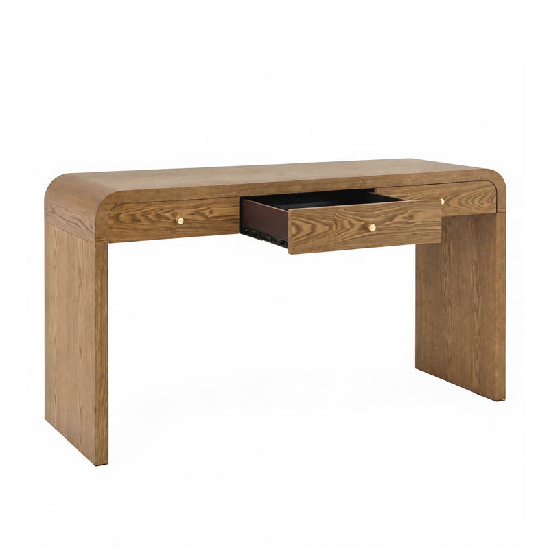 Walnut Curved Design 3-Drawer Long Console Table, photo 6 of 10