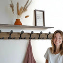 SKOLOO 43-Inch Wood Burnt Coat Rack Wall Mount with 8 Triple Hooks - Ideal for Family Entrances, Classrooms, and Pet Supplies Storage - Perfect Coat Hooks for Wall by CozyNest Decor