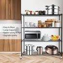 Rengue 4-Tier Wire Shelving with Wheels, 60"x 24"x72" Metal Storage Shelves, Heavy Duty Garage Storage Shelves, Chrome 2400LBS Capacity Wire Shelf Rack for Restaurant, Garage, Pantry, Black by CozyNest Decor