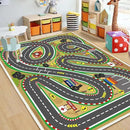 Kids Rug Play mat Playroom Rugs Car Rugs for Kids Toy Cars Race Track for Classroom Rug (Race-Brown, 5.2x7.9ft) by CozyNest Decor