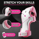 SKATEWIZ Knee Pads for Kids - Knee and Elbow Pads Set - PROTECT-1 - Size M Pink White - Wrist Guards for Skating, Skateboard, BMX and Scooter 8-12 by TinyTreasures Baby Boutique