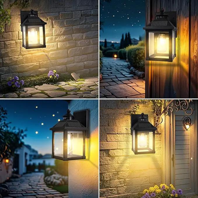 Solar Wall Lights Outdoor, Dusk to Dawn Motion Sensor Lights Waterproof, Solar Porch Lights with 3 Modes & Motion Sensor, Lantern Light Fixture for Patio Garage Entryway Garden, photo 7 of 9