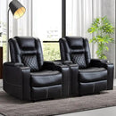 CANMOV Electric Power Recliner Chair Set of 2, Breathable Leather Home Theater Seating with Hidden Arm Storage, Power Recliner Chair for Living Room with USB Ports and Cup Holders,Black by CozyNest Decor