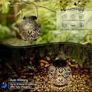 Set of 2 Solar Lantern Outdoor Hanging Decorative Lights for Garden Patio Porch Decorations. (Black) by GreenHaven Gardens