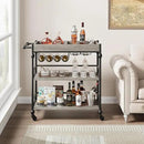 GarveeHome Bar Cart, Bar Carts for The Home, 3 Tier Serving Cart with Wheels, Home Bar & Serving Carts, Metal Rolling Cart with Wine Rack & Removable Tray for Kitchen, Dining Room, Living Room-Grey by CozyNest Decor