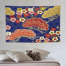 HZOHNAGO Japanese Tapestry Art Abstract Colorful Cherry Blossom Blue Background Pattern Printed Wall Tapestry Painting Wall Hanging for Bedroom Living Room Dorm 90" W x 60" H by CozyNest Decor