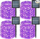YEGUO 4 Pack Purple Solar Fairy Lights Outdoor Waterproof, Each 33ft 100 LED String Lights 8 Modes Silver Wire by GreenHaven Gardens