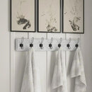 HBCY Creations Whitewash Solid Wood Wall Mounted Coat Rack with Shelf, 7 Hooks, 34" Long - Kitchen, Mudroom, Entryway, Bathroom - Includes Mounting Hardware, Coat Hanger, Dog Leash Hooks, Towel Rack by CozyNest Decor