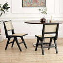 Accent Chair Dining Chairs Set of 2, Solid Wood Frame Boho Rattan Chair, Mid Century Modern Accent Chairs for Living Room Bedroom Dining Room Kitchen(Black) by CozyNest Decor