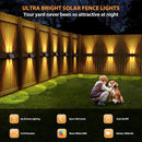 Solar Fence Lights,6Pack Solar Lights Outdoor Warm White + RGB Up & Down Waterproof 100 Lumens Dusk to Dawn for Wall/Backyard/Pool/Railing/Patio/Porch/Step by GreenHaven Gardens